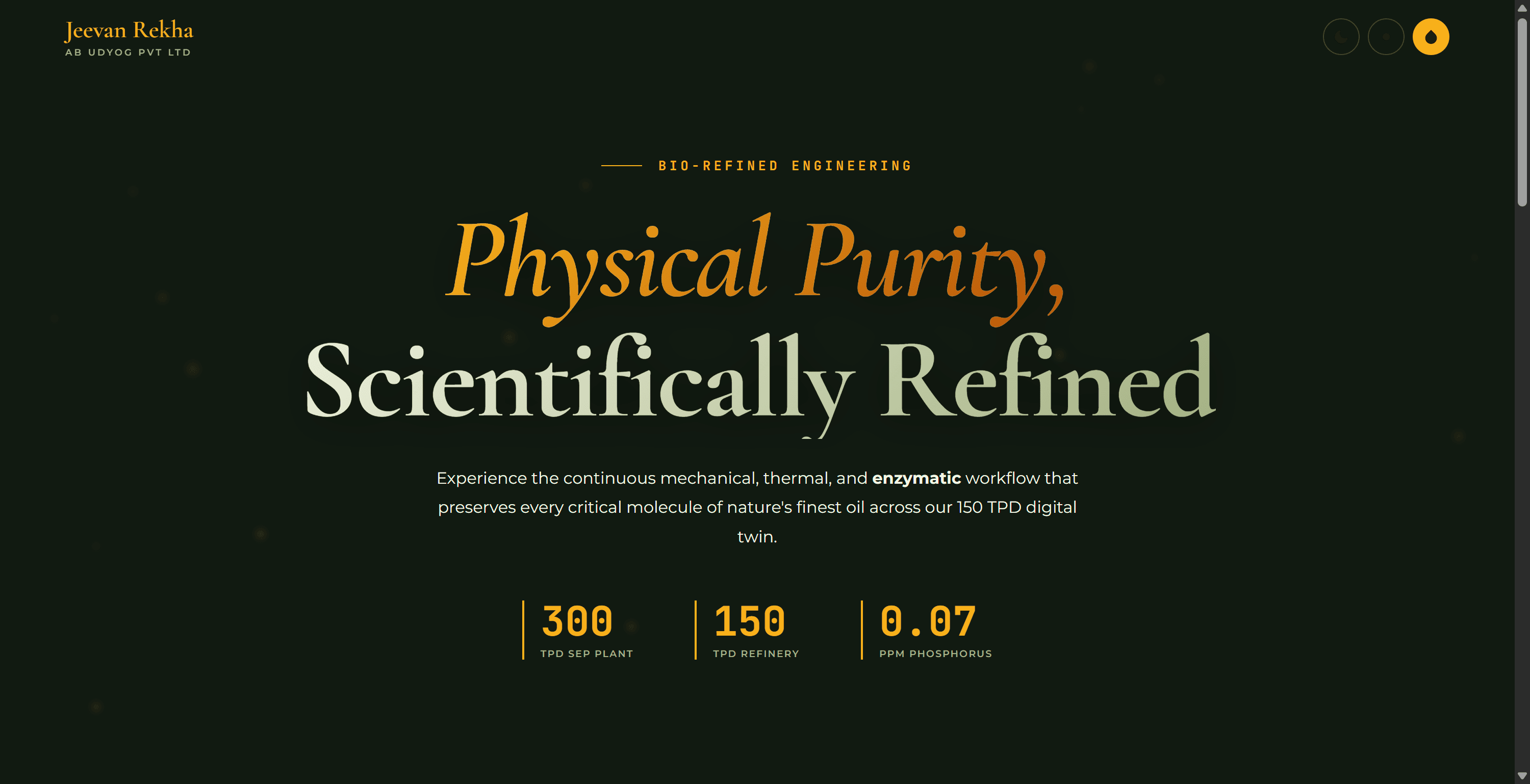 AB Udyog — Corporate presence and brand platform for AB Udyog, showcasing premium physically refined Rice Bran Oil and wellness metrics.
